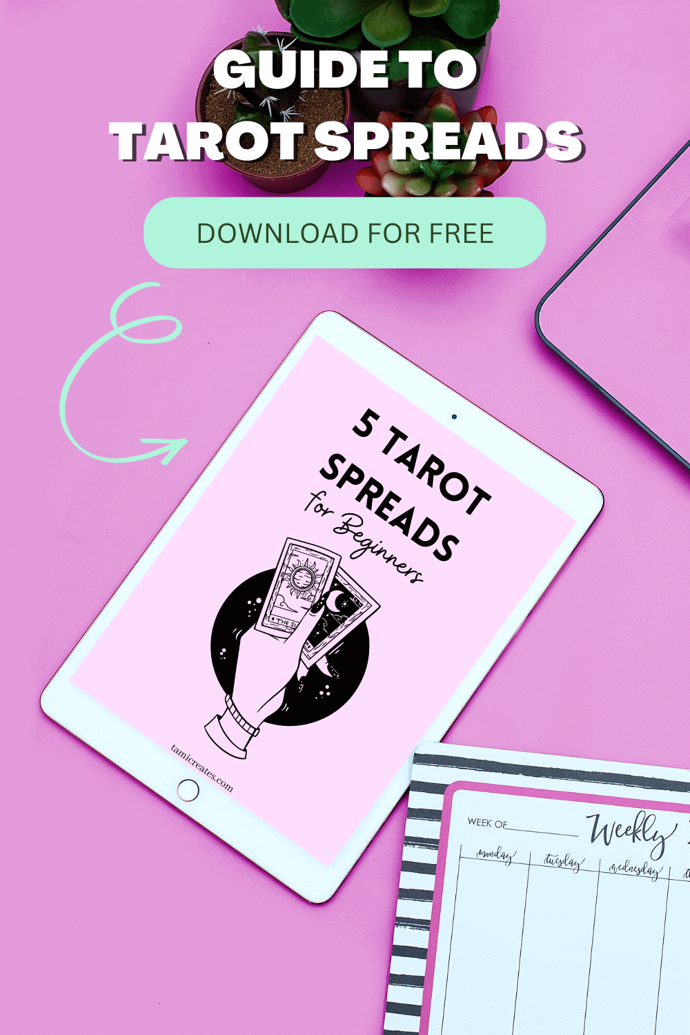 It can be confusing to know where to start with tarot cards. Here's a beginner's guide to tarot cards, plus a free guide to tarot spreads for beginners! #tarotcards #tarotspreads #tarotguide #freeprintable #magic #witchy #wicca